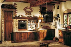 cocina rustica ladrillo y madera