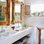 baños rusticos blancos con madera
